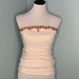 AMERICAN EAGLE EUC Strapless Cotton Beaded Halter